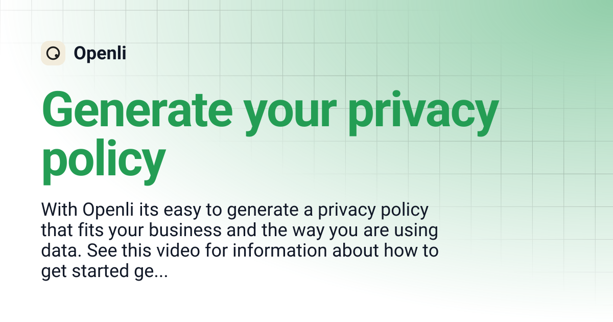 Generate your privacy policy | Openli